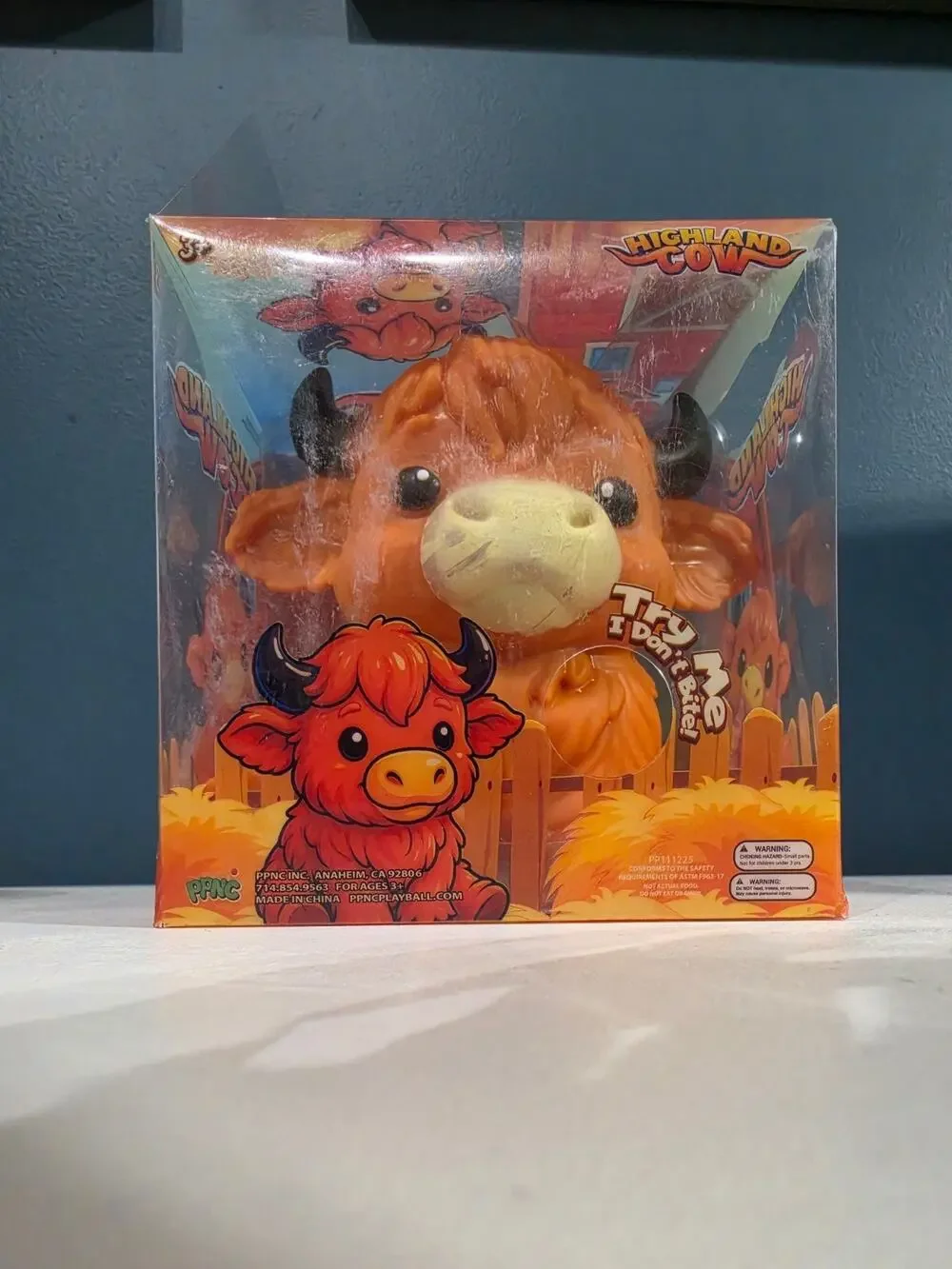 Highland Cow Squishy Squeeze Sensory Toy Orange NEW IN BOX